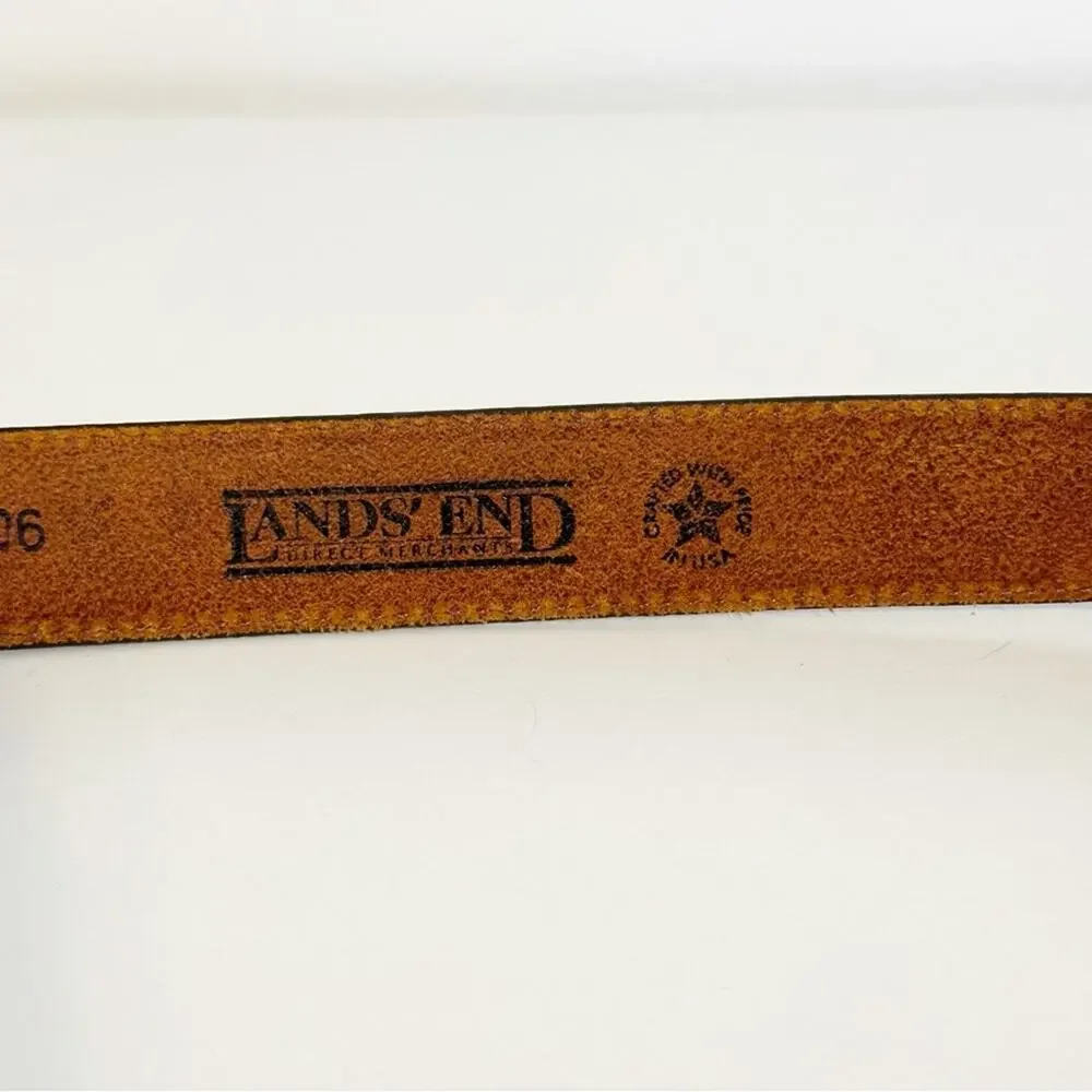 Vintage Lands' End Brown Leather Men's Belt Made in USA